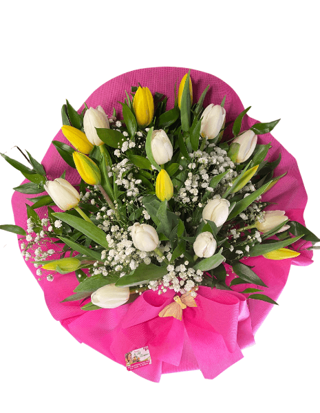 Bouquet di Tulipani Bianchi e Gialli