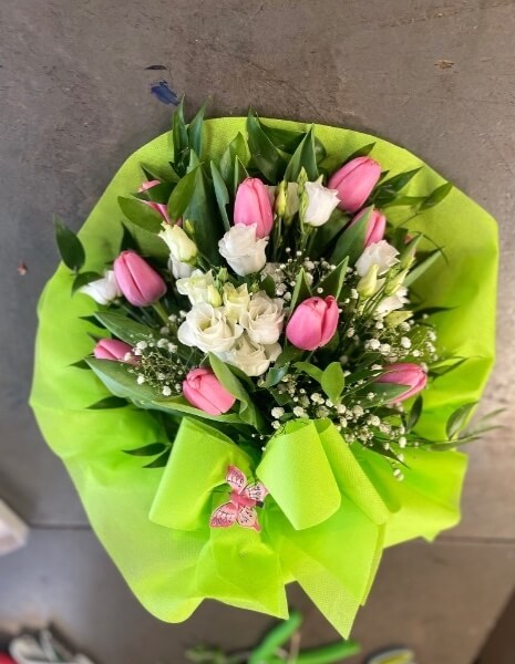 Bouquet Tulipani Rosa e Lisianthus