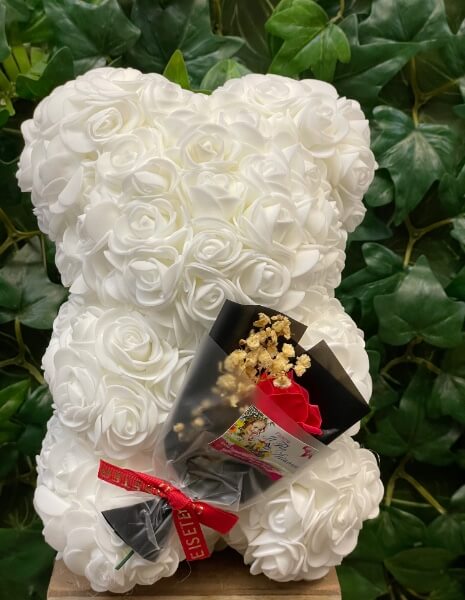 Orso di Rose - Bianco