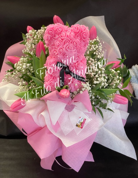 Bouquet Teddy - Rosso